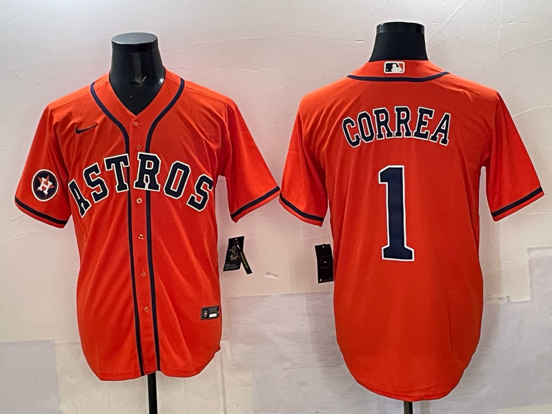 Women Houston Astros #1 Correa orange 2025 Nike MLB Jersey 0011->women mlb jersey->Women Jersey